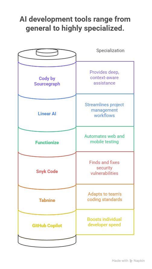 AI development tools range from general to highly specialized.