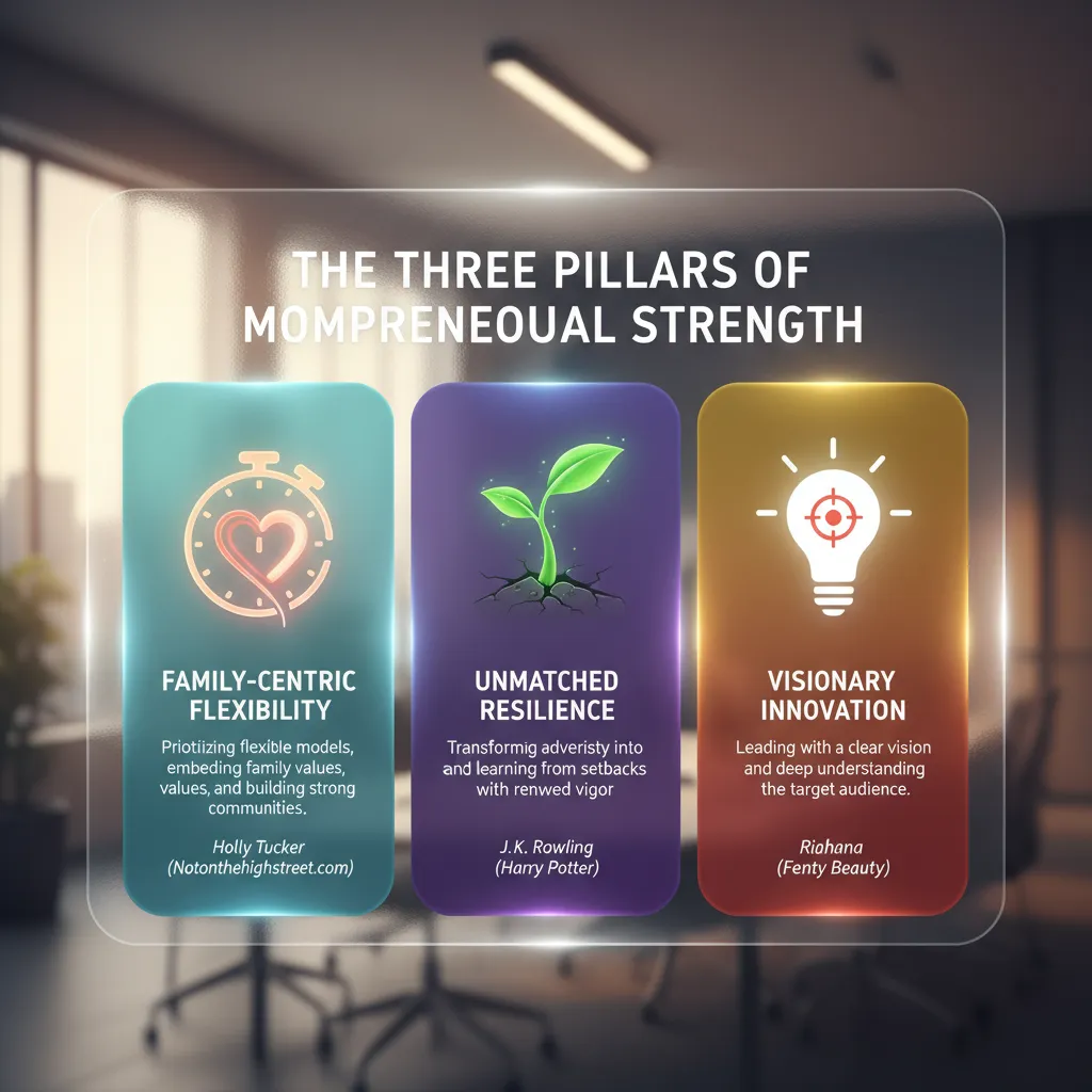 The Three Pillars of Mompreneurial Strength - Infographic