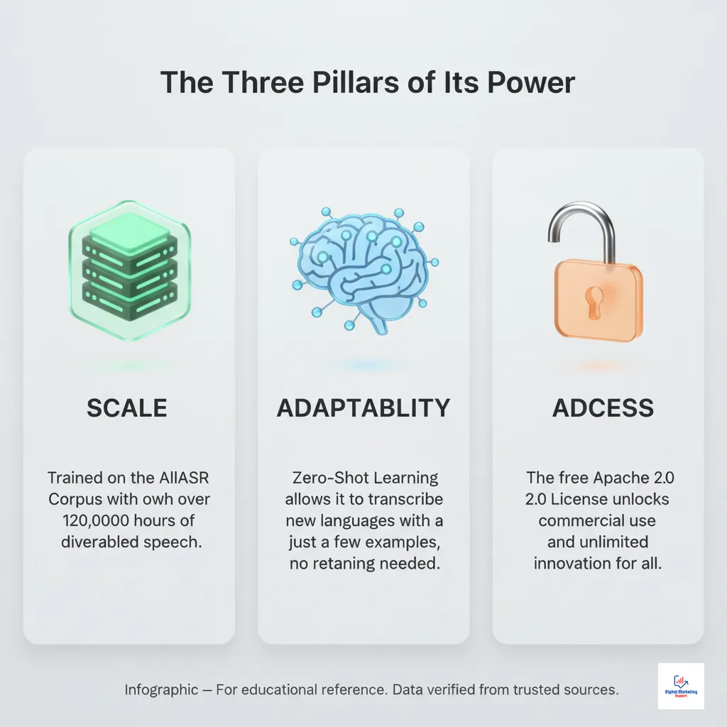 The Three Pillars of Omnilingual ASR's Power - Infographic