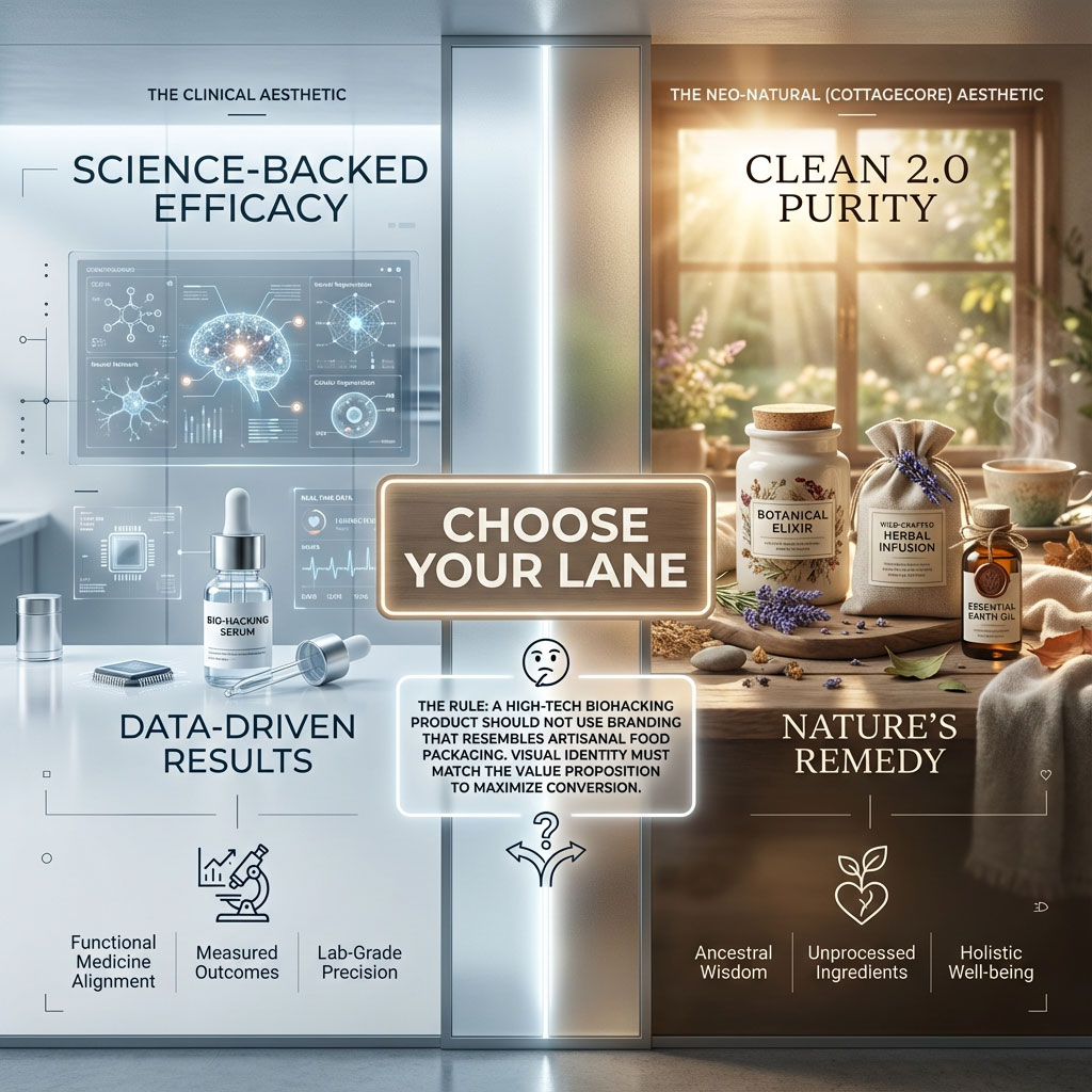 Visual Strategy: The Clinical Aesthetic vs. Cottagecore