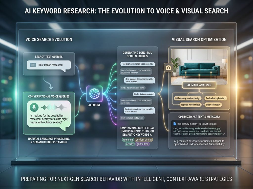 The Future of Search: Integrating AI Keyword Research with Voice and Visual Search