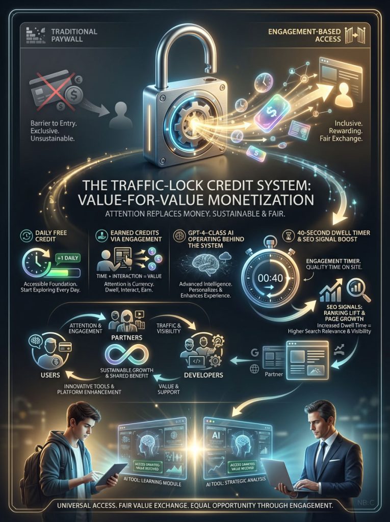 The Innovative Traffic-Lock Credit System: Monetizing Free Tools via Engagement